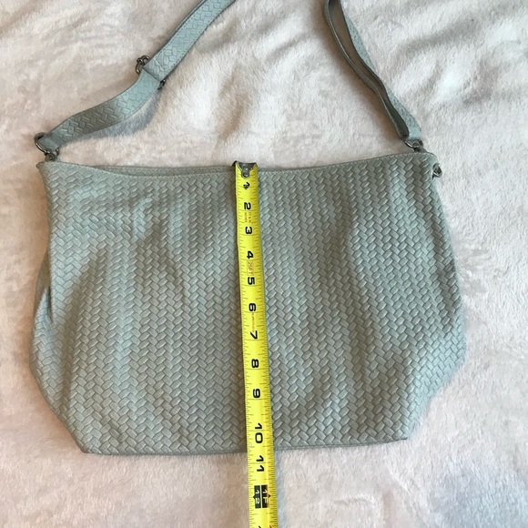 BORSE IN PELLE Genuine Leather Made in Italy Purse shoulder Bag Gray Woven - Picture 13 of 15